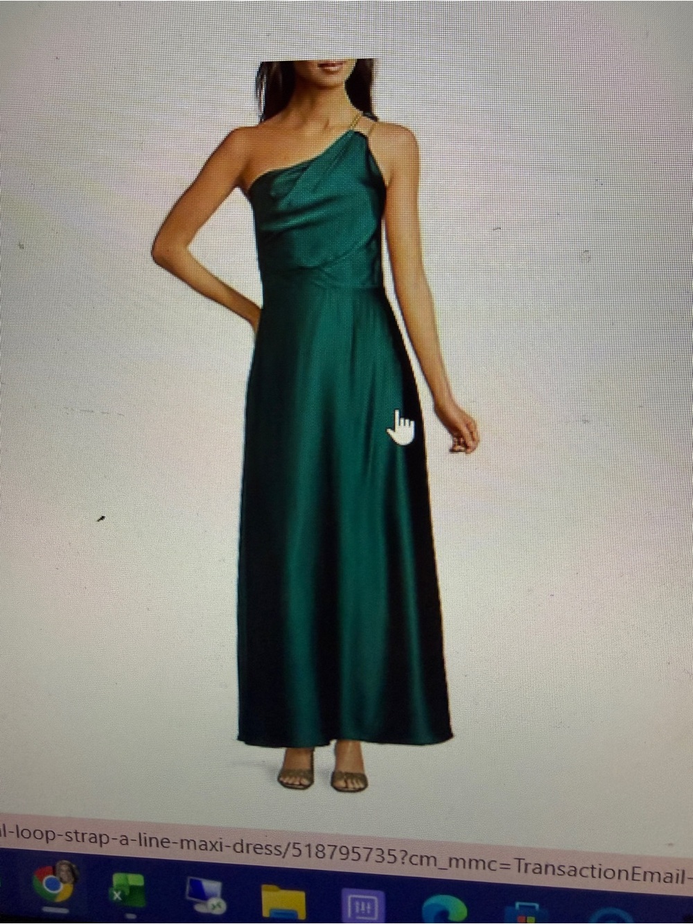 Alex Marie One-Shoulder Emerald Maxi Dress